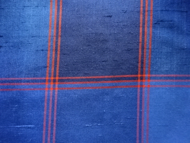  アンティーク　格子織り出し手織り節紬着物アンサンブル